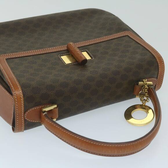 CELINE Macadam Canvas Hand Bag Pvc Leather Brown - Picture 6 of 13